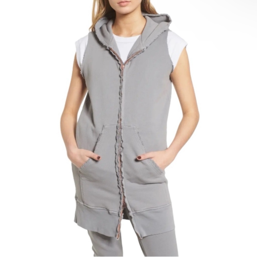 Frank & Eileen Tee Lab Sleeveless Zip Long Hoodie Gray size XS